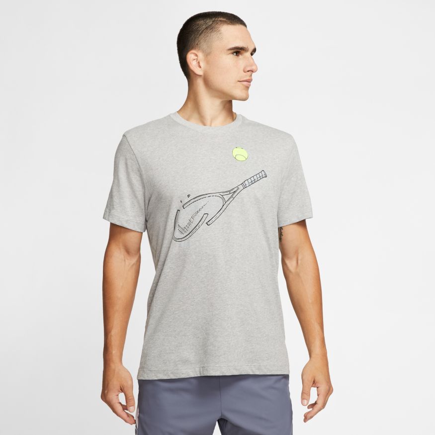Nike Court Tee DFCT Racquet GFX - dark grey heather