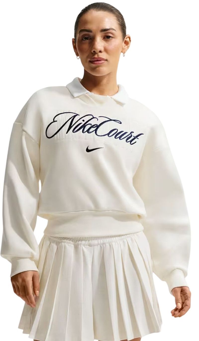 Damska bluza tenisowa Nike Court Collection Crew-Neck Tennis - sail/midnight navy