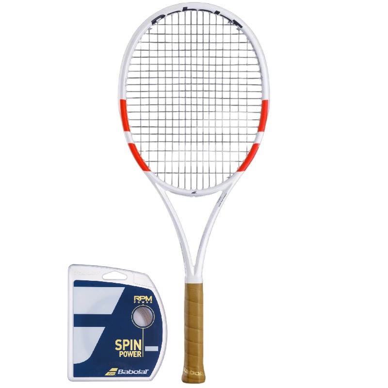 Babolat Pure Strike 97 - white/red/black + string + stringing