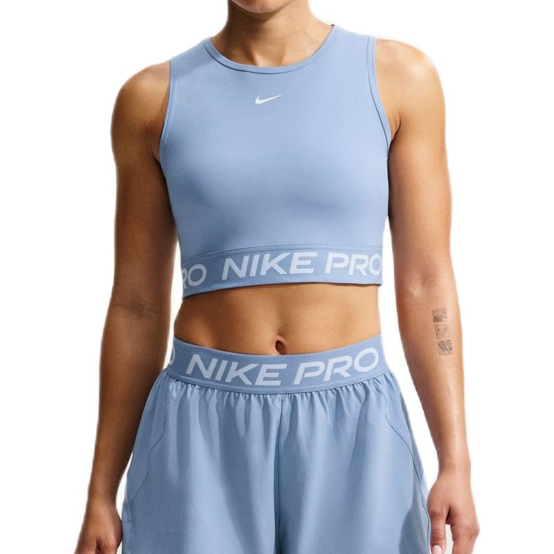 Damski top tenisowy Nike Pro Dri-Fit Cropped - work blue/white