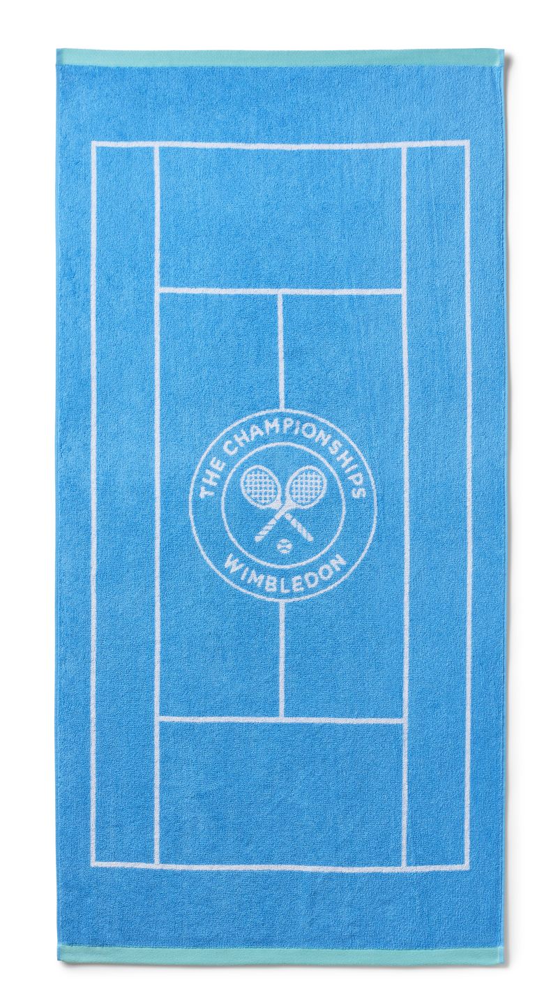 Wimbledon Tennis Court Cotton Bath - sky blue/white