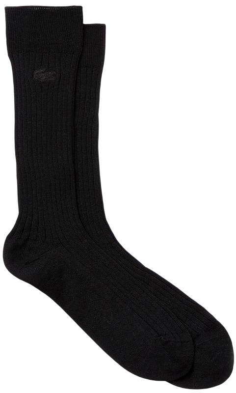 Lacoste Men's Ribbed Cotton Blend Socks 1P - black Lacoste Men's Ribbed Cotton Blend Socks 1P - black