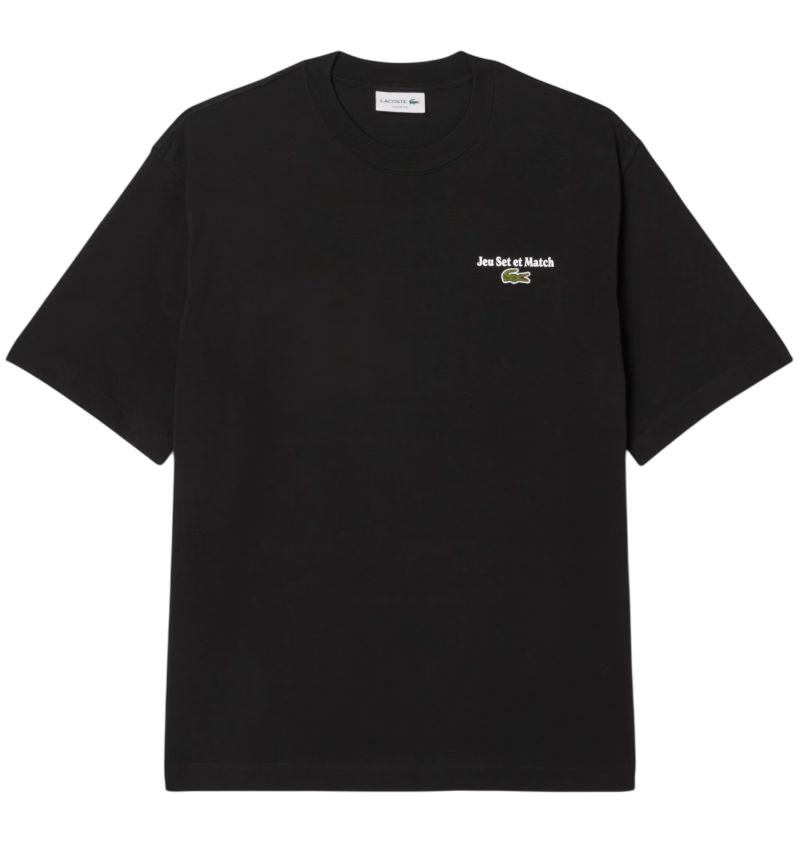 Lacoste Loose Fit Heavy Jersey Printed - black