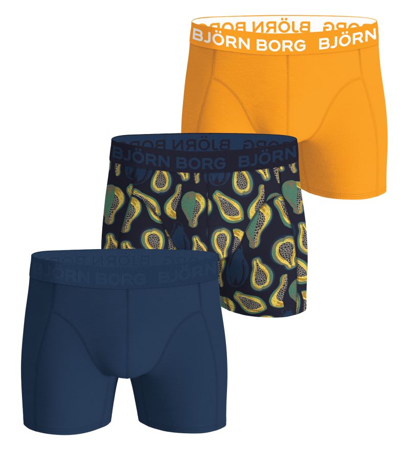 Björn Borg Cotton Stretch Boxer 3P - navy/print/yellow