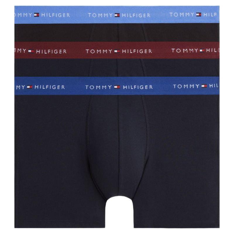 Męskie bokserki Tommy Hilfiger Stretch Cotton Boxer Brief 3P - opal blue/burgundy/blue spell