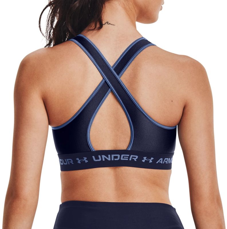 Under Armour Women's Mid Crossback Matte/Shine Sports Bra - blue