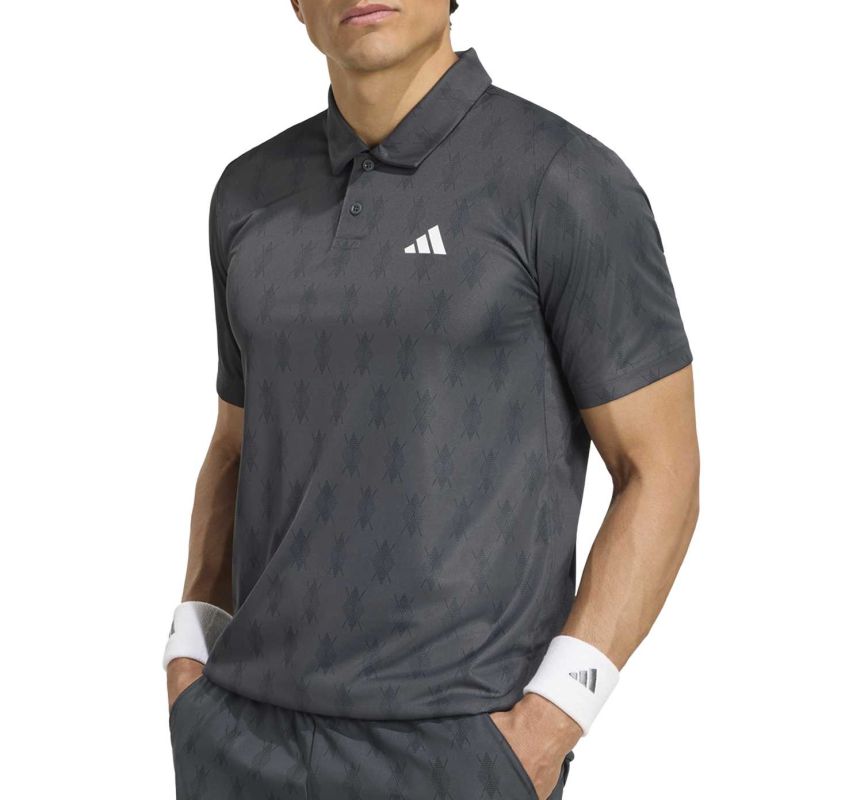 Męskie polo tenisowe Adidas Club Climacool Graphic - carbon/black