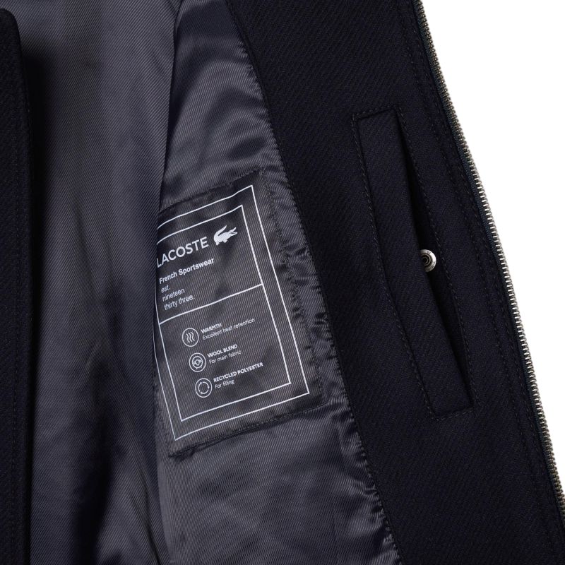 Lacoste Zip-Up Padded Wool Aviator - navy blue