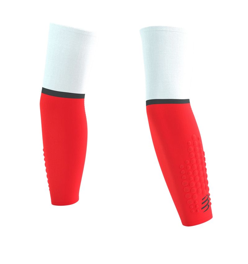 Compressport Armforce Ultralight - white/fluo red