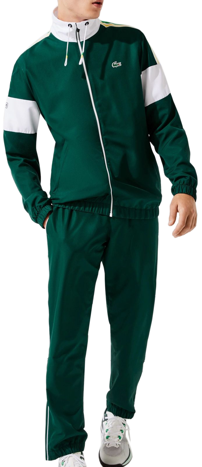Lacoste Sport Striped Details Tracksuit green/white/green/yellow