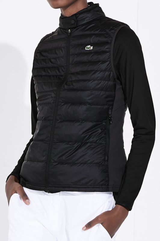 Lacoste Women's SPORT Water-Resistant Quilted Technical Golf Vest - black