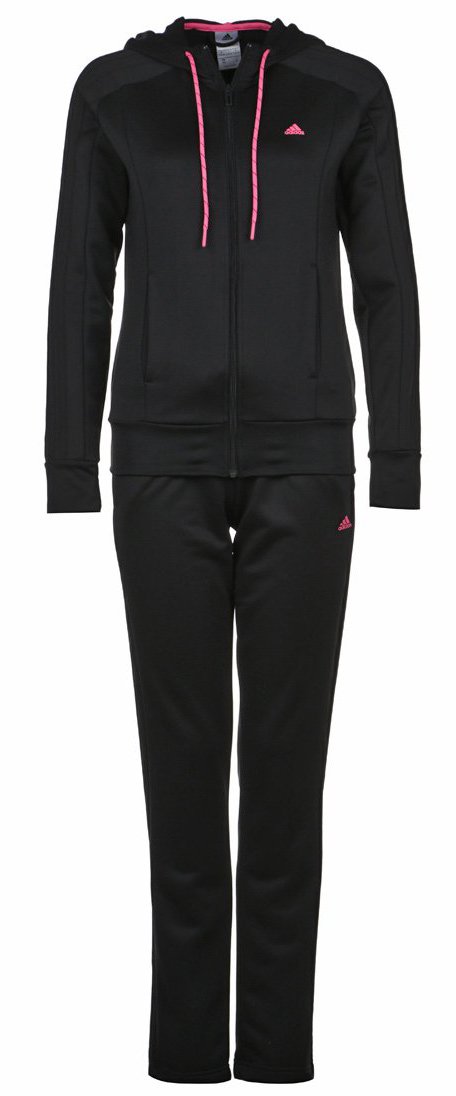 Adidas New Young Knit Tracksuit - black/super pink