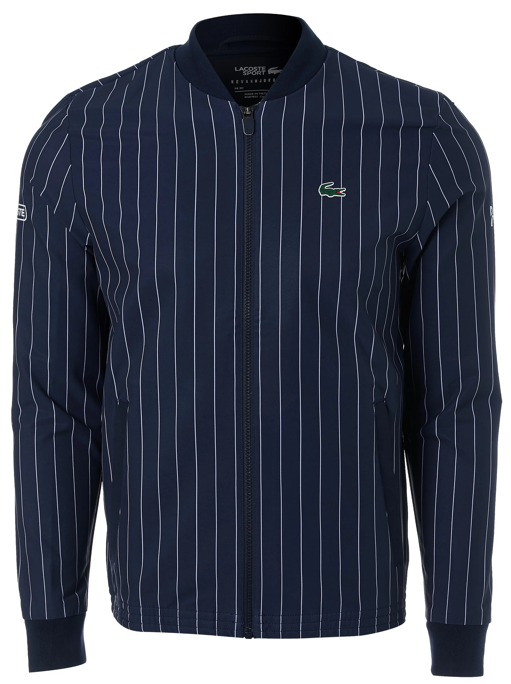 Lacoste Men's SPORT x Novak Djokovic Striped Teddy Jacket - navy bleu/white