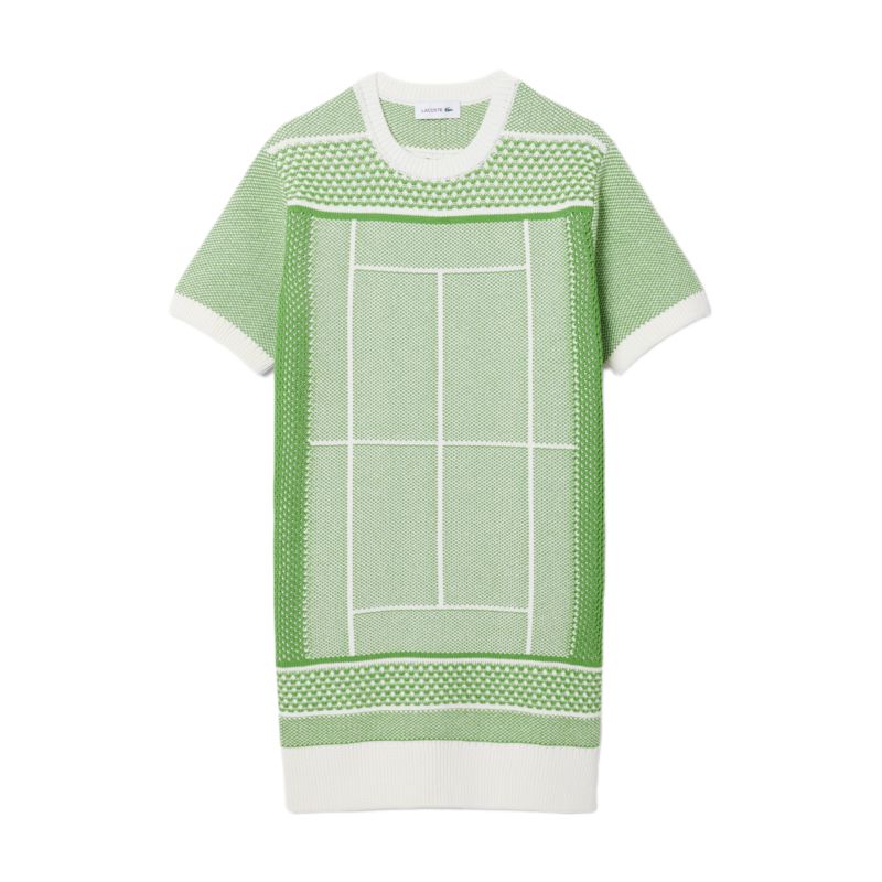 Lacoste Tennis Court Jacquard Sweater - flour/billiard green