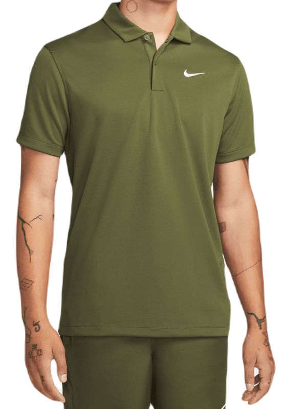 Nike Men's Court Dri-Fit Solid Polo - rough green/white