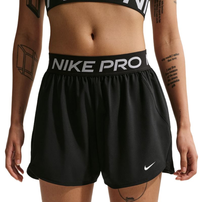 Nike Pro Dri-Fit Mid Rise Brief Lined 3in Woven - black/white