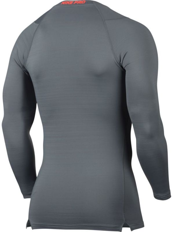 Nike Pro Warm Top LS Comp - cool grey/hyper crimson/black