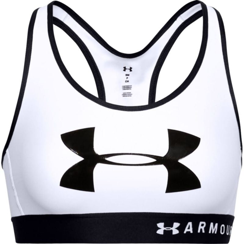 Under Armour Women's Armour Mid Keyhole Graphic Sports Bra - white