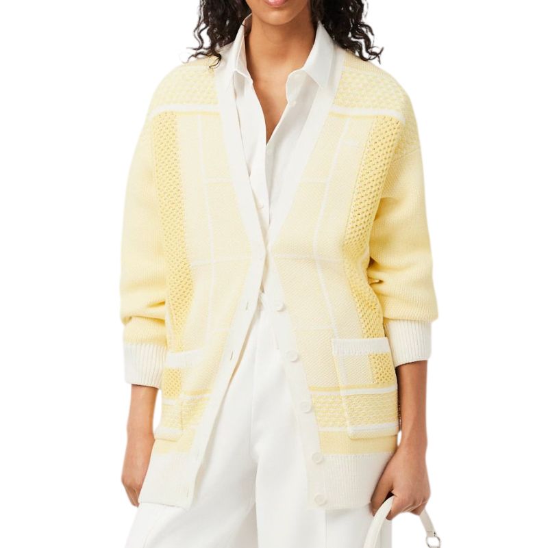 Lacoste Tennis Court Jacquard Long - white/yellow