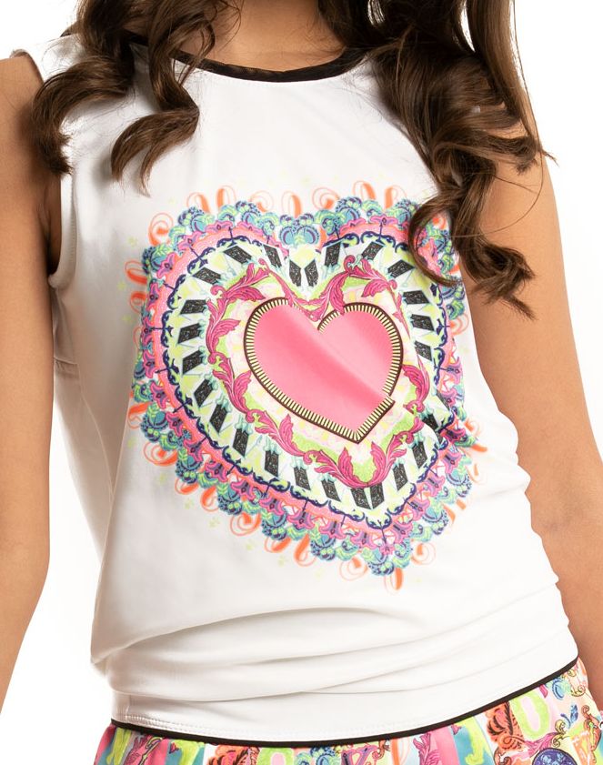 Lucky in Love Girls Rockin Rococo Rockin' Heart Tie Back Tank - white Lucky in Love Girls Rockin Rococo Rockin' Heart Tie Back Tank - white