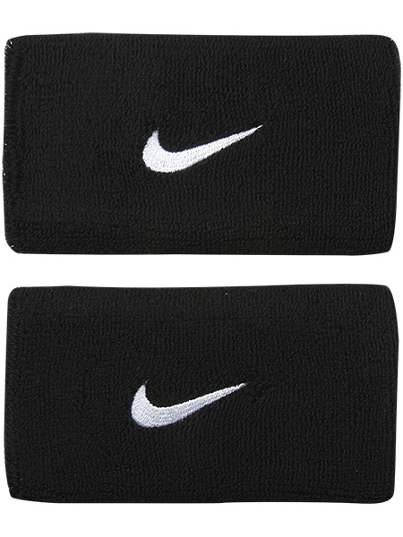 Nike Swoosh Double-Wide Wristbands - black/white