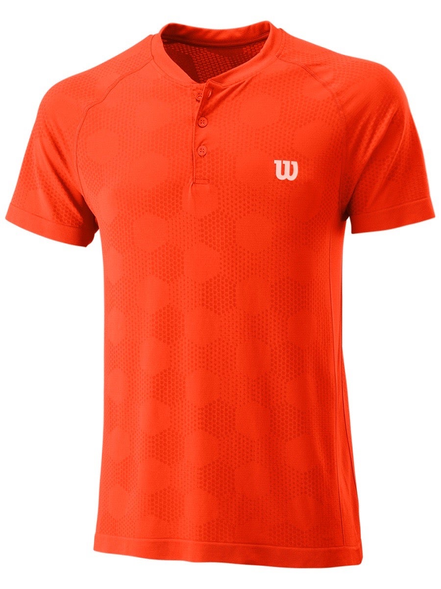 Wilson M Power Seamless Henley - tangerine red