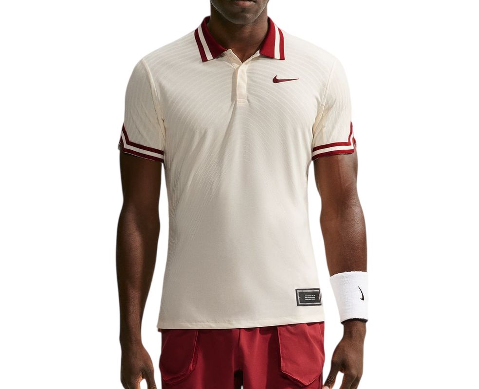 Męskie polo Nike Court Slam Aero-FIT Tennis - pale cream/team red