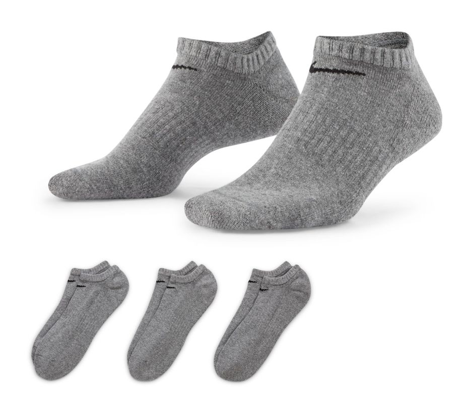 Nike Everyday Cotton Cushioned No Show 3P - carbon heather/black