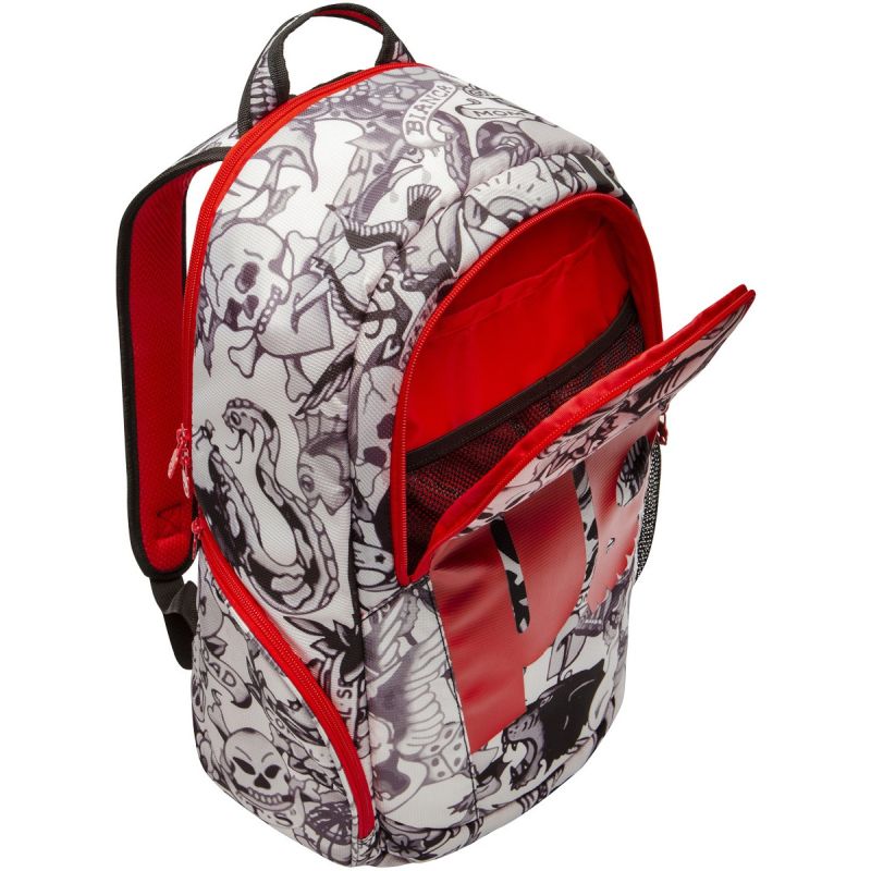 Prince By Hydrogen Tattoo Backpack - black/white/red