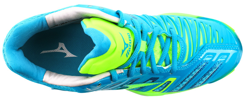 Mizuno Wave Stealth 4 - blue/lime/white