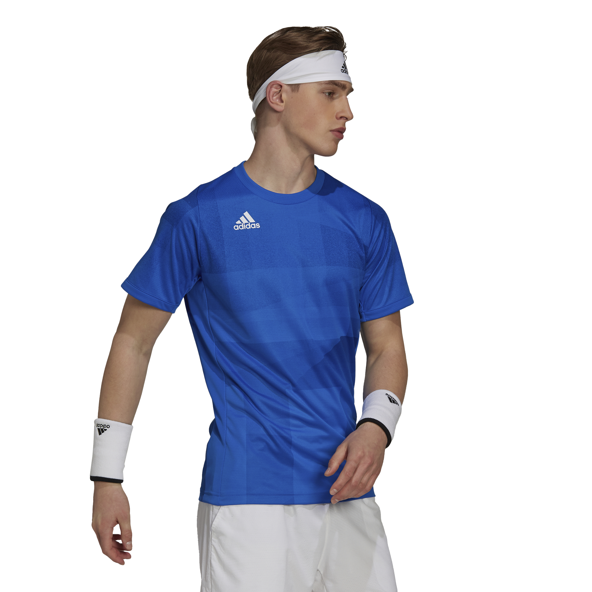 H18185_APP_photo_front_white Adidas Freelift Tokyo T-Shirt Primeblue HEAT.RDY M - glory blue/white