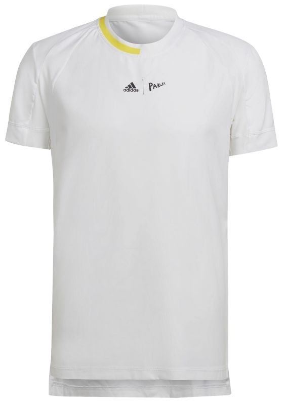 HC8541_2_APPAREL_Photography_Front-Center-View_white Adidas London Stretch Woven Tee - white/impact yellow