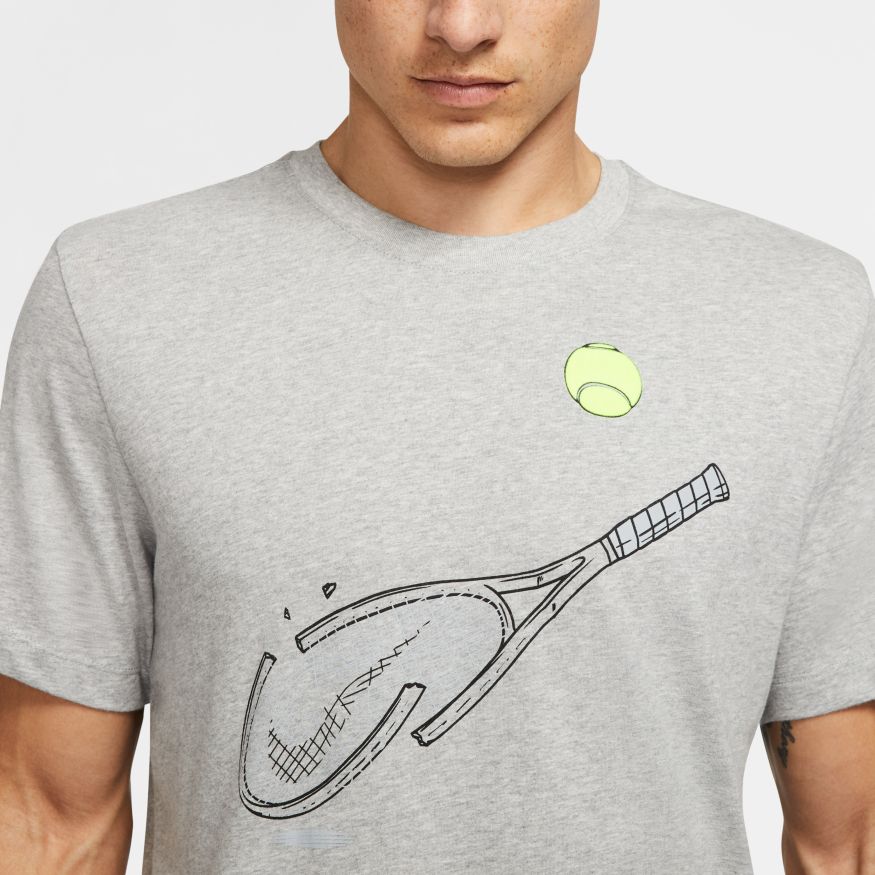 Nike Court Tee DFCT Racquet GFX - dark grey heather
