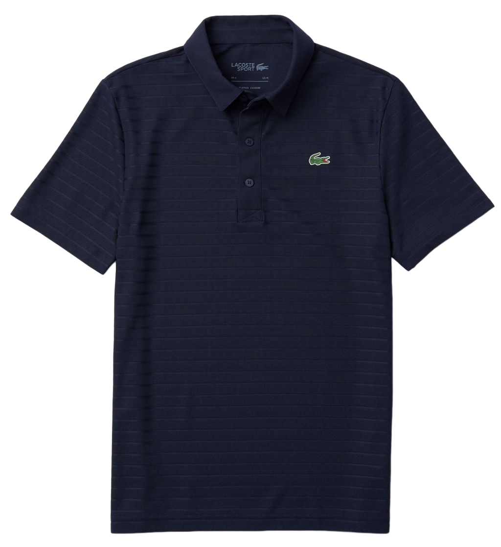 Lacoste Men's SPORT Textured Breathable Golf Polo Shirt - navy blue Lacoste Men's SPORT Textured Breathable Golf Polo Shirt - navy blue