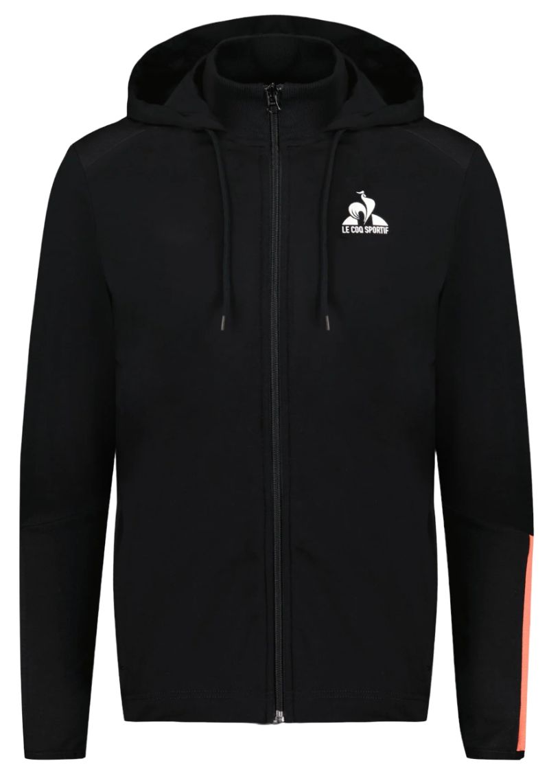Le Coq Sportif Training SP Full Zip Hoody N°2 M - black/orange perf Le Coq Sportif Training SP Full Zip Hoody N°2 M - black/orange perf