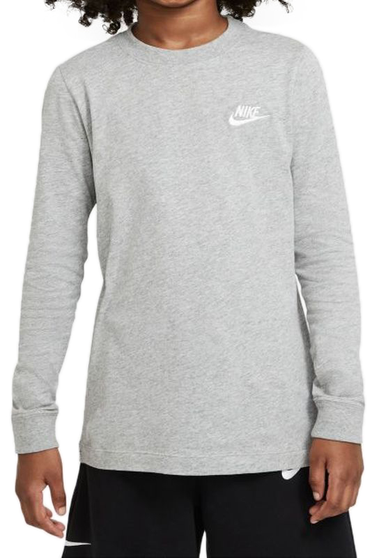 Nike NSW Tee LS Embedded Futura B - dk grey heather/white