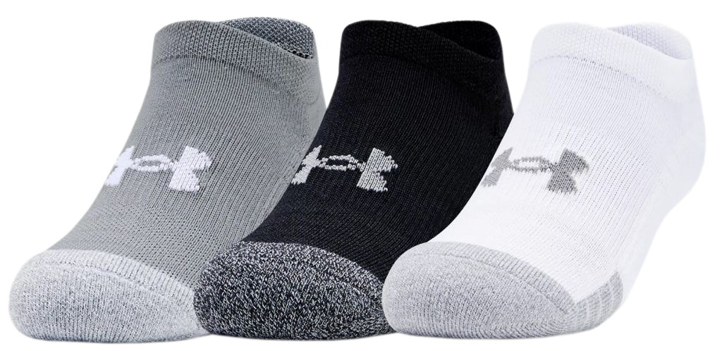 Under Armour Youth HeatGear No Show Socks 3P - steel/white