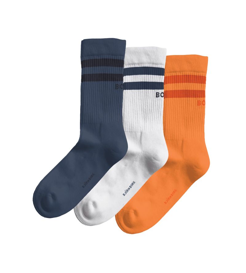 Björn Borg Core Crew 3P - white/navy blue/orange Björn Borg Core Crew 3P - white/navy blue/orange