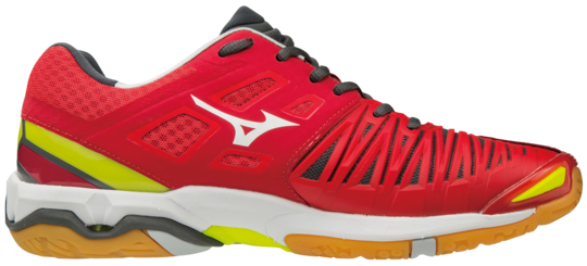 Mizuno Wave Stealth 4 - mars red/white/safety yellow