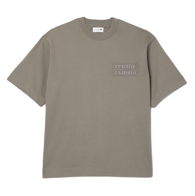 Lacoste Embroidered Loose Fit Cotton T-shirt - grey