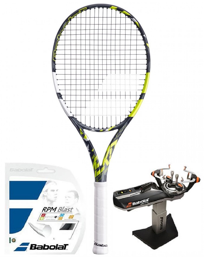 Babolat Pure Aero Team - grey/yellow/white + string + stringing