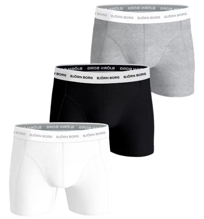 Björn Borg Cotton Stretch 3P - black/white/grey