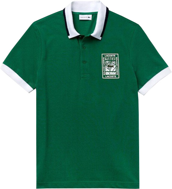 Lacoste Men's SPORT Roland Garros Cotton Plant Design Polo Shirt - green/white/nav