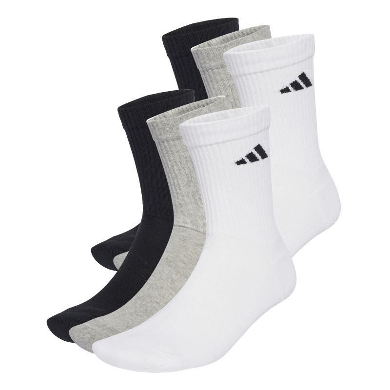 Adidas Cushioned Crew 6P - white/medium grey heather/black