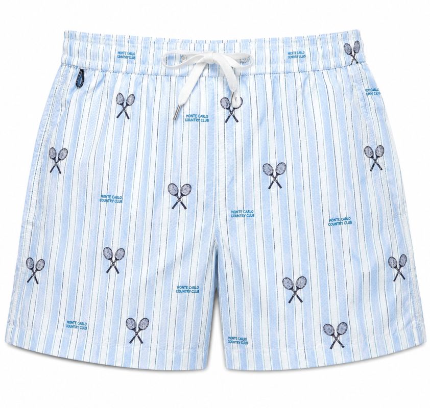 Monte-Carlo Country Club MCCC Crossed Rackets Boxer - white/light blue Monte-Carlo Country Club MCCC Crossed Rackets Boxer - white/light blue