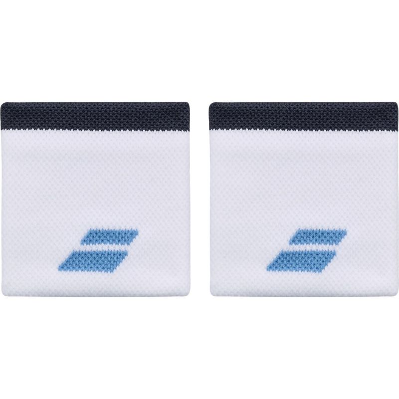 Babolat Logo Wristband 2P - white/drive blue Babolat Logo Wristband 2P - white/drive blue