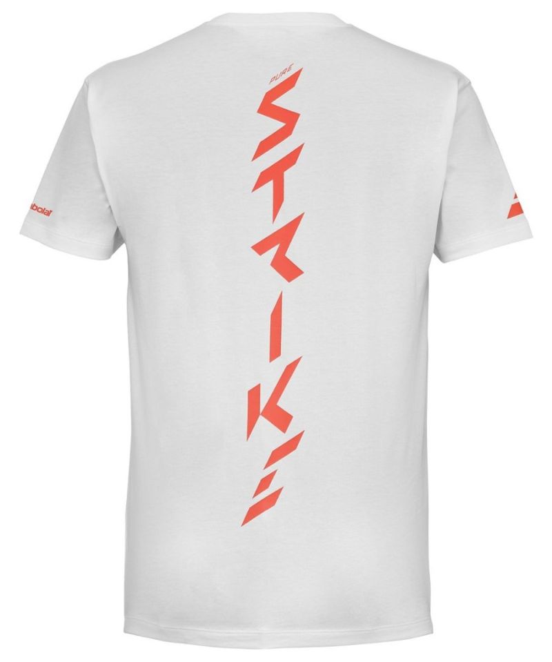 Babolat Strike Cotton T-Shirt Jr - white/strike red