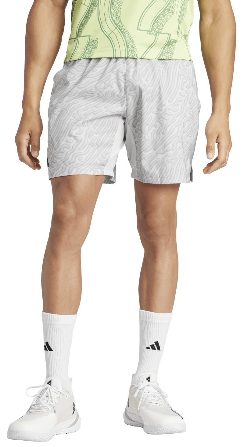 IP1935_2_APPAREL_Photography_Front-Center-View_white Adidas Tennis Heat.Rdy Pro Printed Ergo 7' Short - grey one/charcoal solid grey