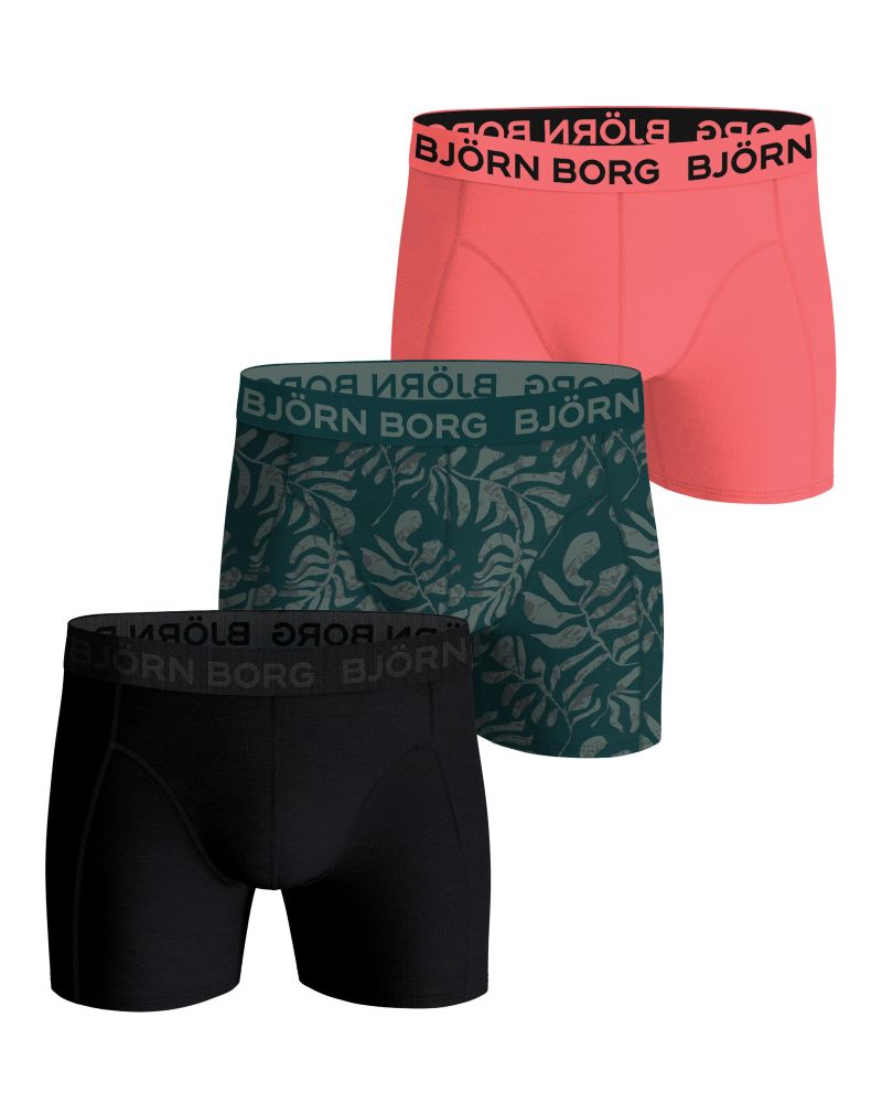 Björn Borg Cotton Stretch 3P - black/red/brown