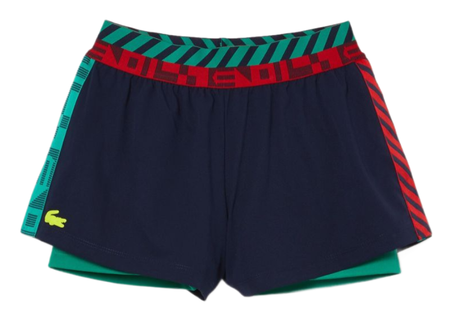Lacoste SPORT Built-In Shorty Tennis Shorts - navy blue/green Lacoste SPORT Built-In Shorty Tennis Shorts - navy blue/green